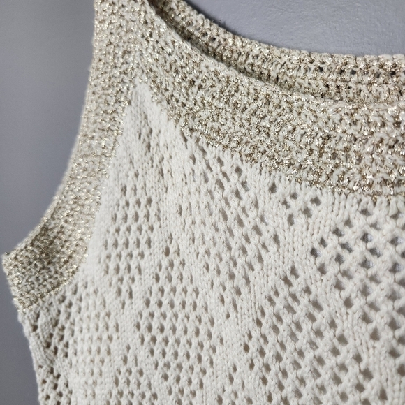 Venus Cream and Gold Crochet Dress Large - Picture 5 of 13